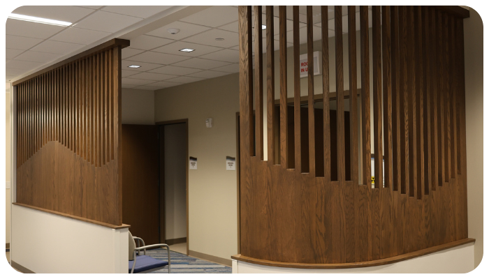 custom built wood panels in a commercial space 